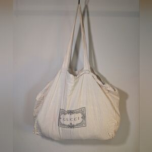 GUCCI Large White 100% Cotton Dust Bag Tote 24" x 18" Ornate Logo